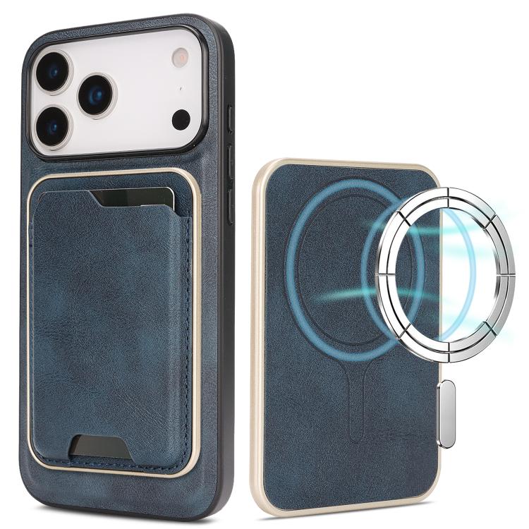 iPhone 17 Slim MagSafe Ring Magnetic Card Bag Leather Phone Case