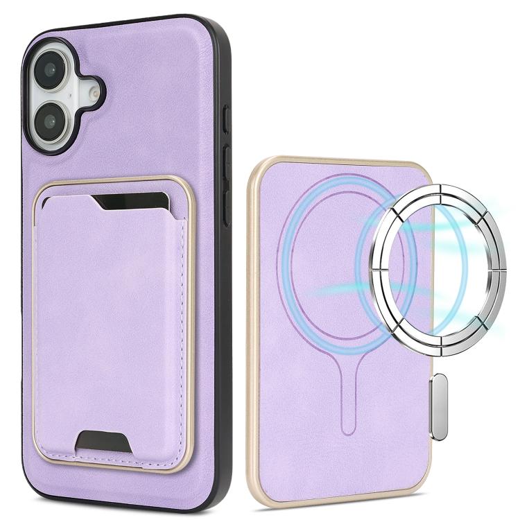 iPhone 17 Slim MagSafe Ring Magnetic Card Bag Leather Phone Case