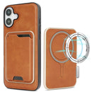 iPhone 17 Slim MagSafe Ring Magnetic Card Bag Leather Phone Case