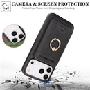 iPhone 17 Strong MagSafe Ring Magnetic Card Bag Holder Leather Phone Case