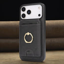 iPhone 17 Strong MagSafe Ring Magnetic Card Bag Holder Leather Phone Case