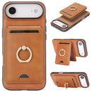 iPhone 17 Strong MagSafe Ring Magnetic Card Bag Holder Leather Phone Case