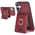 iPhone 17 Strong MagSafe Ring Magnetic Card Bag Holder Leather Phone Case
