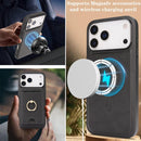 iPhone 17 Strong MagSafe Ring Magnetic Card Bag Holder Leather Phone Case