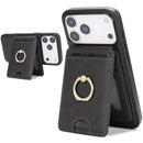 iPhone 17 Strong MagSafe Ring Magnetic Card Bag Holder Leather Phone Case