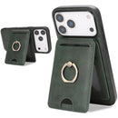 iPhone 17 Strong MagSafe Ring Magnetic Card Bag Holder Leather Phone Case