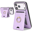 iPhone 17 Strong MagSafe Ring Magnetic Card Bag Holder Leather Phone Case