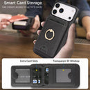iPhone 17 Strong MagSafe Ring Magnetic Card Bag Holder Leather Phone Case