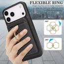 iPhone 17 Strong MagSafe Ring Magnetic Card Bag Holder Leather Phone Case
