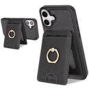 iPhone 17 Strong MagSafe Ring Magnetic Card Bag Holder Leather Phone Case