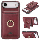 iPhone 17 Strong MagSafe Ring Magnetic Card Bag Holder Leather Phone Case