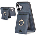 iPhone 17 Strong MagSafe Ring Magnetic Card Bag Holder Leather Phone Case