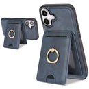 iPhone 17 Strong MagSafe Ring Magnetic Card Bag Holder Leather Phone Case