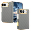 iPhone Duo Grid Leather Dual-Axis Hinge Case