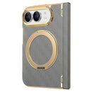 iPhone Duo Grid Leather Magnetic Kickstand Case