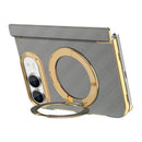 iPhone Duo Grid Leather Magnetic Kickstand Case