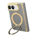 iPhone Duo Grid Leather Magnetic Kickstand Case