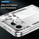 iPhone Duo Magnetic Hinge Electroplated PC Phone Cover with Tempered Glass