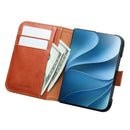 iPhone Duo Oil Waxed Leather Flip Wallet Case
