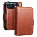 iPhone Duo Oil Waxed Leather Flip Wallet Case