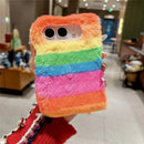 iPhone Duo Rainbow Stripe Plush Case