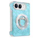 iPhone Duo Rhinestone Floral Leather Kickstand Case
