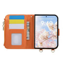 iPhone Duo Rhombic Leather Zipper Pocket Case