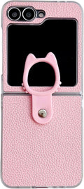 Leather Case Compatible with Samsung Galaxy Z Flip 7, PU Hard PC Thin Slim
