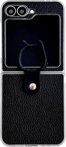 Leather Case Compatible with Samsung Galaxy Z Flip 7, PU Hard PC Thin Slim