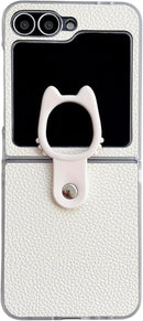 Leather Case Compatible with Samsung Galaxy Z Flip 7, PU Hard PC Thin Slim