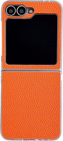 Leather Case Compatible with Samsung Galaxy Z Flip 7, PU Hard PC Thin Slim