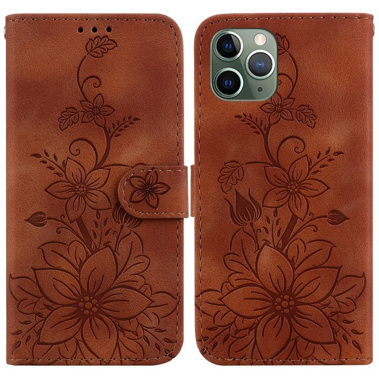 Lily Embossed Leather Phone Case, For iPhone 12 mini, For iPhone 11 Pro Max