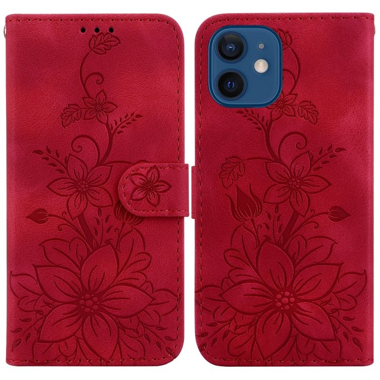Lily Embossed Leather Phone Case, For iPhone 12 mini, For iPhone 11 Pro Max