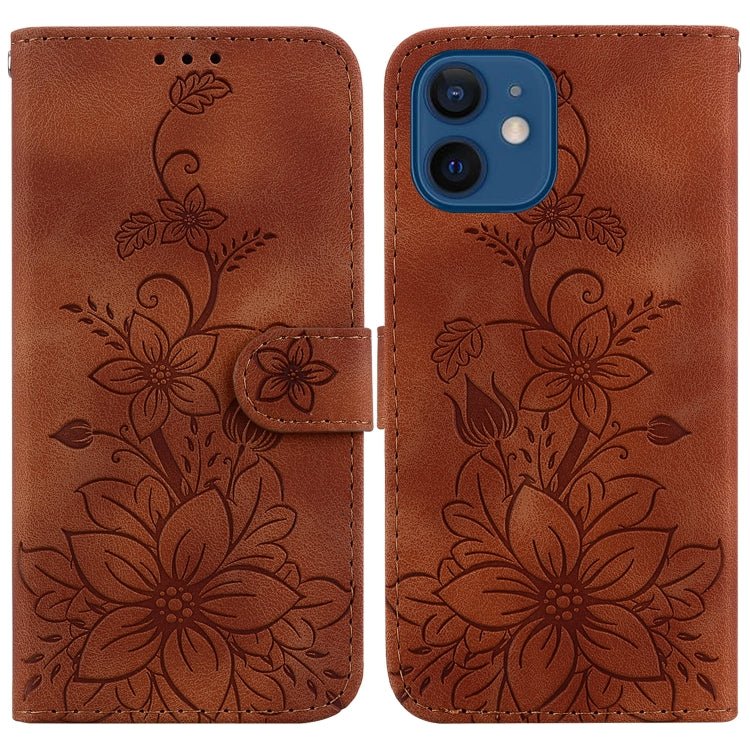 Lily Embossed Leather Phone Case, For iPhone 12 mini, For iPhone 11 Pro Max