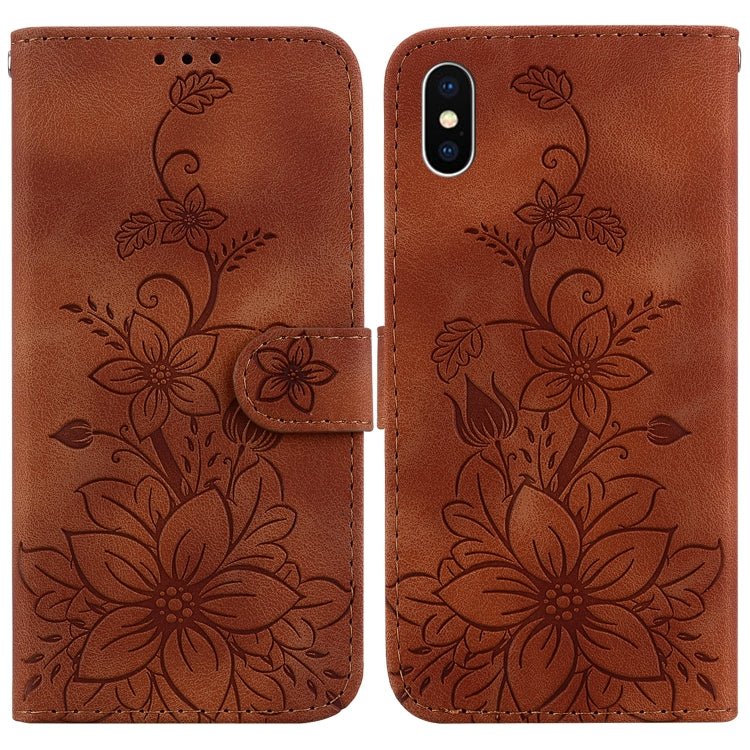 Lily Embossed Leather Phone Case, For iPhone 12 mini, For iPhone 11 Pro Max