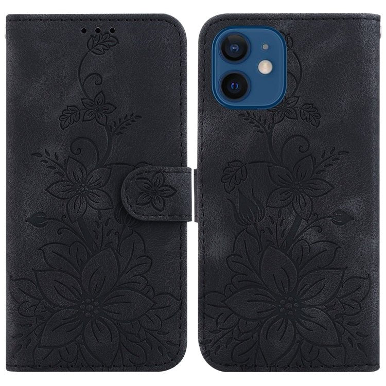 Lily Embossed Leather Phone Case, For iPhone 12 mini, For iPhone 11 Pro Max