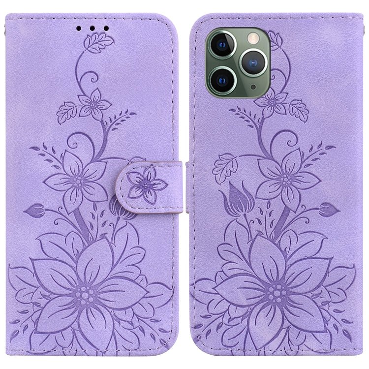 Lily Embossed Leather Phone Case, For iPhone 12 mini, For iPhone 11 Pro Max
