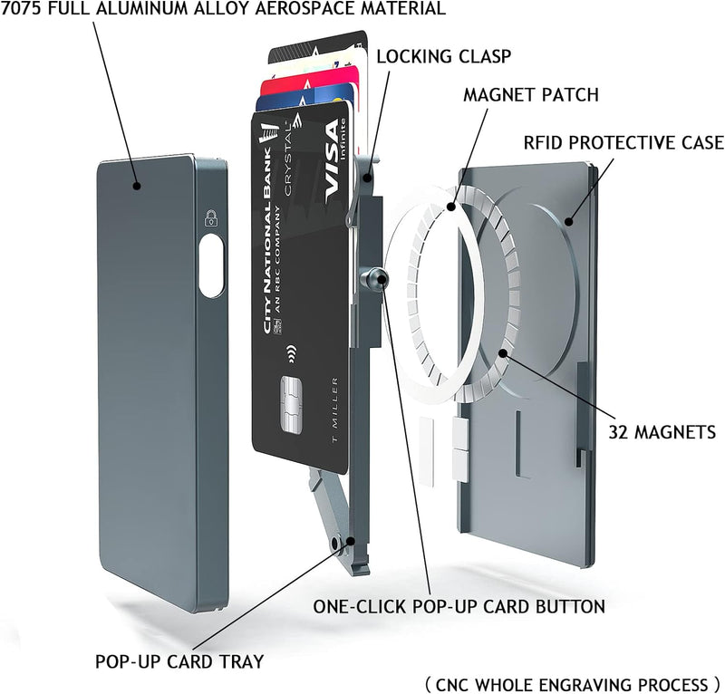 Magnetic Card Wallet Holder Magsafe Minimalist Slim Pop Up Walle Slim Metal Wallet Card Holder - Gorilla Cases