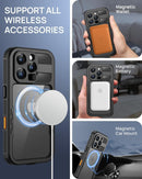 Full body IP68 waterproof case for iPhone 16 Pro with Magsafe and a built in screen protector in black and clear