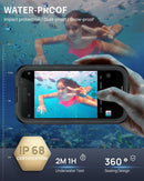 Full body IP68 waterproof case for iPhone 16 Pro with Magsafe and a built in screen protector in black and clear