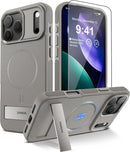 Magnetic for Iphone 17 Pro Max Case with Stand[Compatible with Magsafe] Slim Invisible Kickstand, Protective Anti - Fingerprint Phone Cove 6.9", Medium Grey