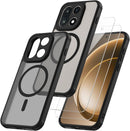 Magnetic for OnePlus 15 Case with 2 * Tempered Glass Screen Protector Matte Translucent Shockproof Protective Bumper Phone Cover (Black)