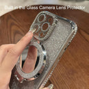 Magnetic Kickstand Glitter Case for Iphone 17 Pro Max,[Compatible with Magsafe] Cute Bling Sparkly Rhinestone with Camera Protector Makeup Mirror Women Girls Case for Iphone 17 Pro Max,Silver