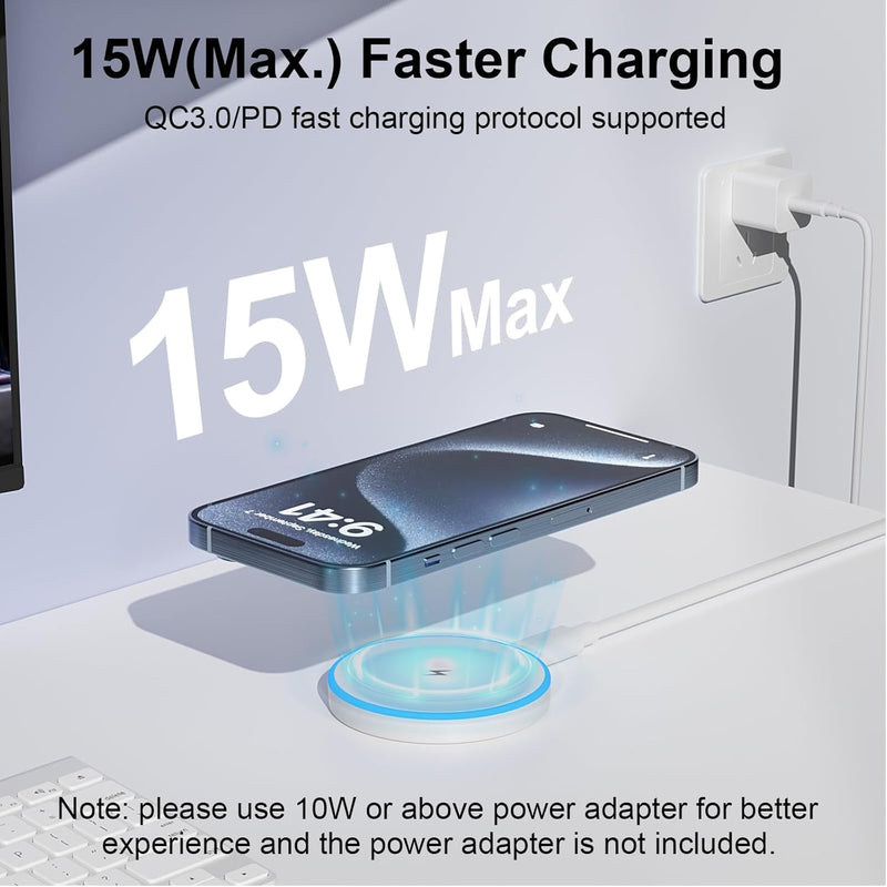Magsafe Charger 2 Pack 15W Magnetic Wireless Charger Fast Charging Pad Compatible with Iphone 16/15/14/13/12 Series & Airpods 3/2/Pro Magnetic Magsafe Charging Pad with Dual Ports