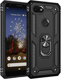Military Grade Drop Impact for Google Pixel 3A XL Case 360 Metal Rotating Ring Kickstand Holder Magnetic Car Mount