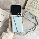 Motorola Razr Ultra 2025/2026 Card Holder Leather Case with Shoulder Strap