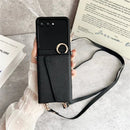 Motorola Razr Ultra 2025/2026 Card Holder Leather Case with Shoulder Strap