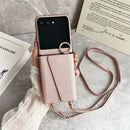 Motorola Razr Ultra 2025/2026 Card Holder Leather Case with Shoulder Strap