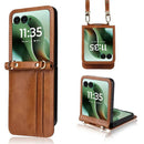 Motorola Razr Ultra 2025/2026 Card Slot Leather Case with Lanyard