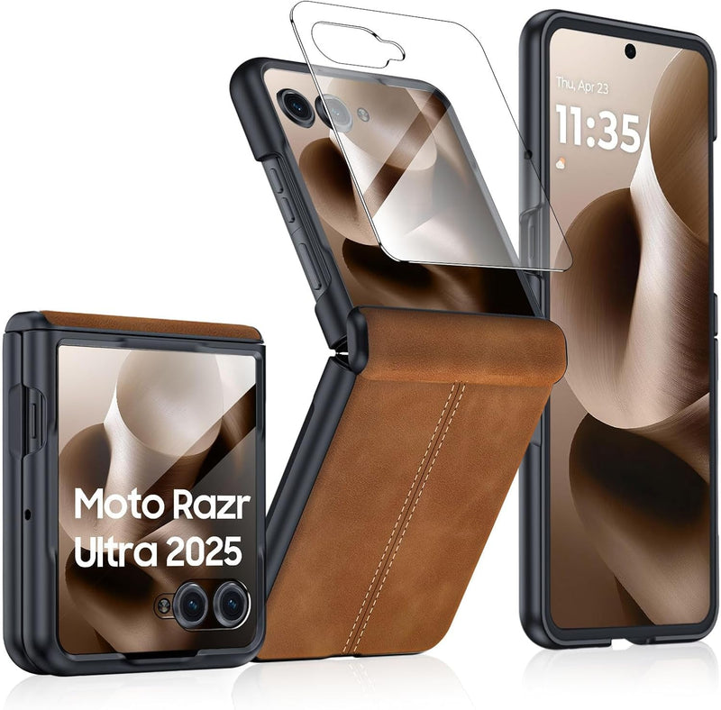 Motorola Razr Ultra Screen Protector PU Leather Matte PC Shockproof Phone Cover